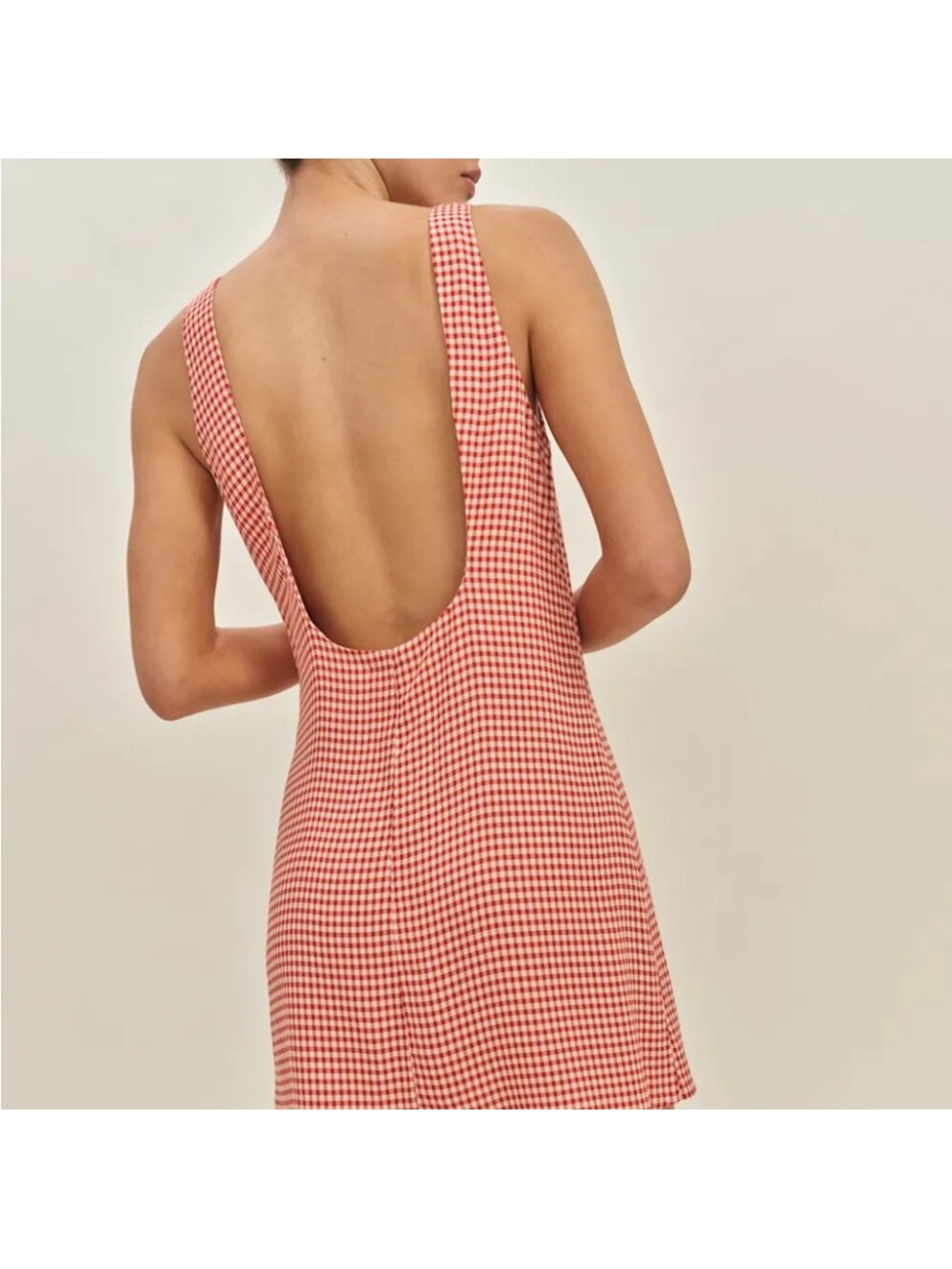 Reformation Red Rosamond Gingham Sleeveless Shift Dress - Picture 3 of 3
